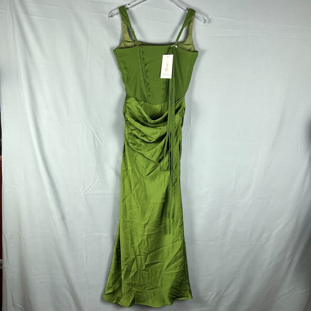 Fashion Ruched Bodycon Dress Womens Olive Green Cocktail Party Formal Evening